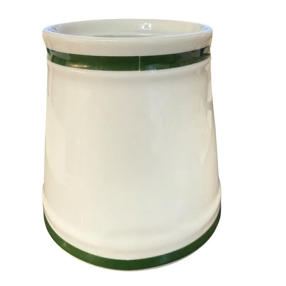 Williams Sonoma Brasserie Sugar Bowl White w/Green Bands NO LID